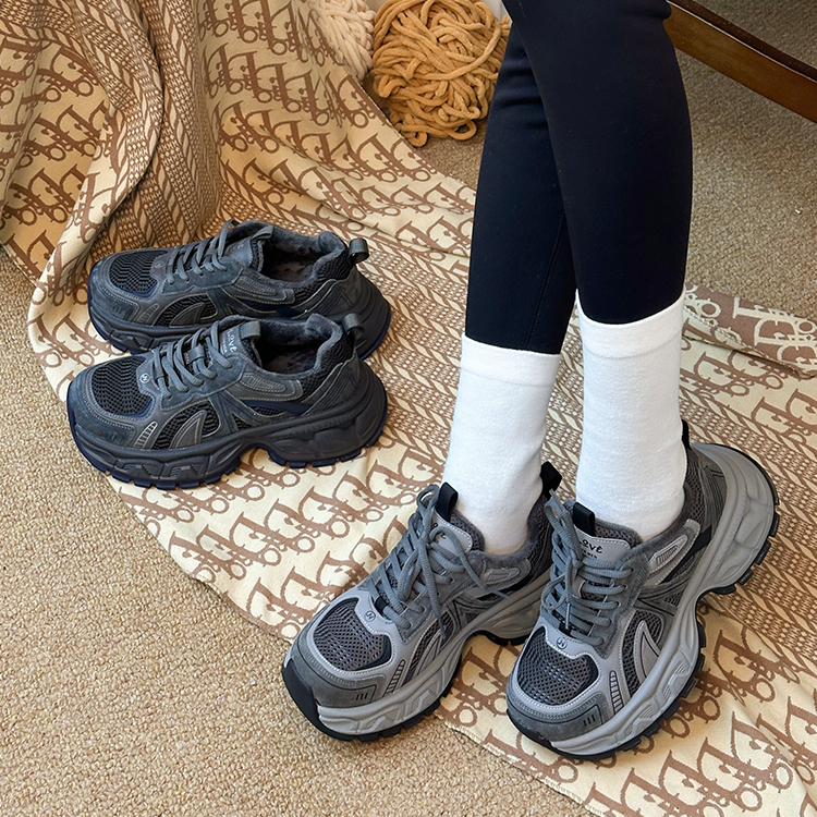 厚底加绒老爹鞋